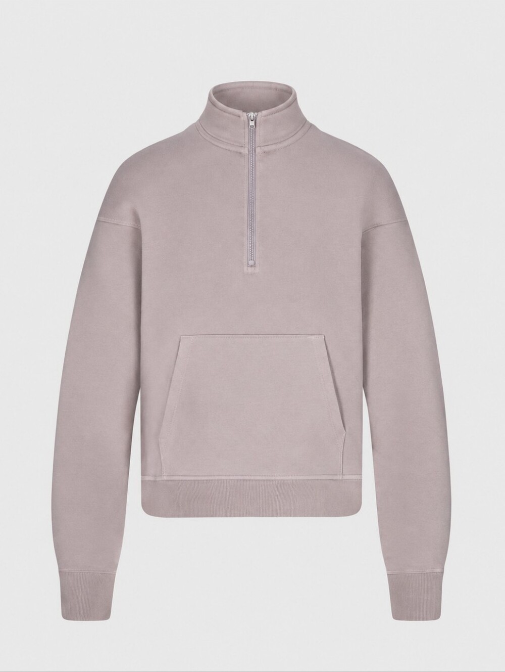 SKIMS Shrunken Organic Cotton Half Zip Pullover - Oyster - Large